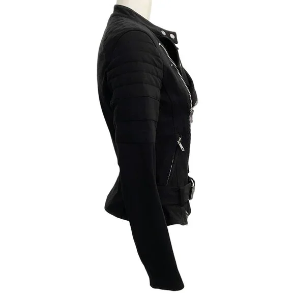 3.1 Phillip Lim Black Cotton Sculpted Moto Jacket - Picture 2 of 4